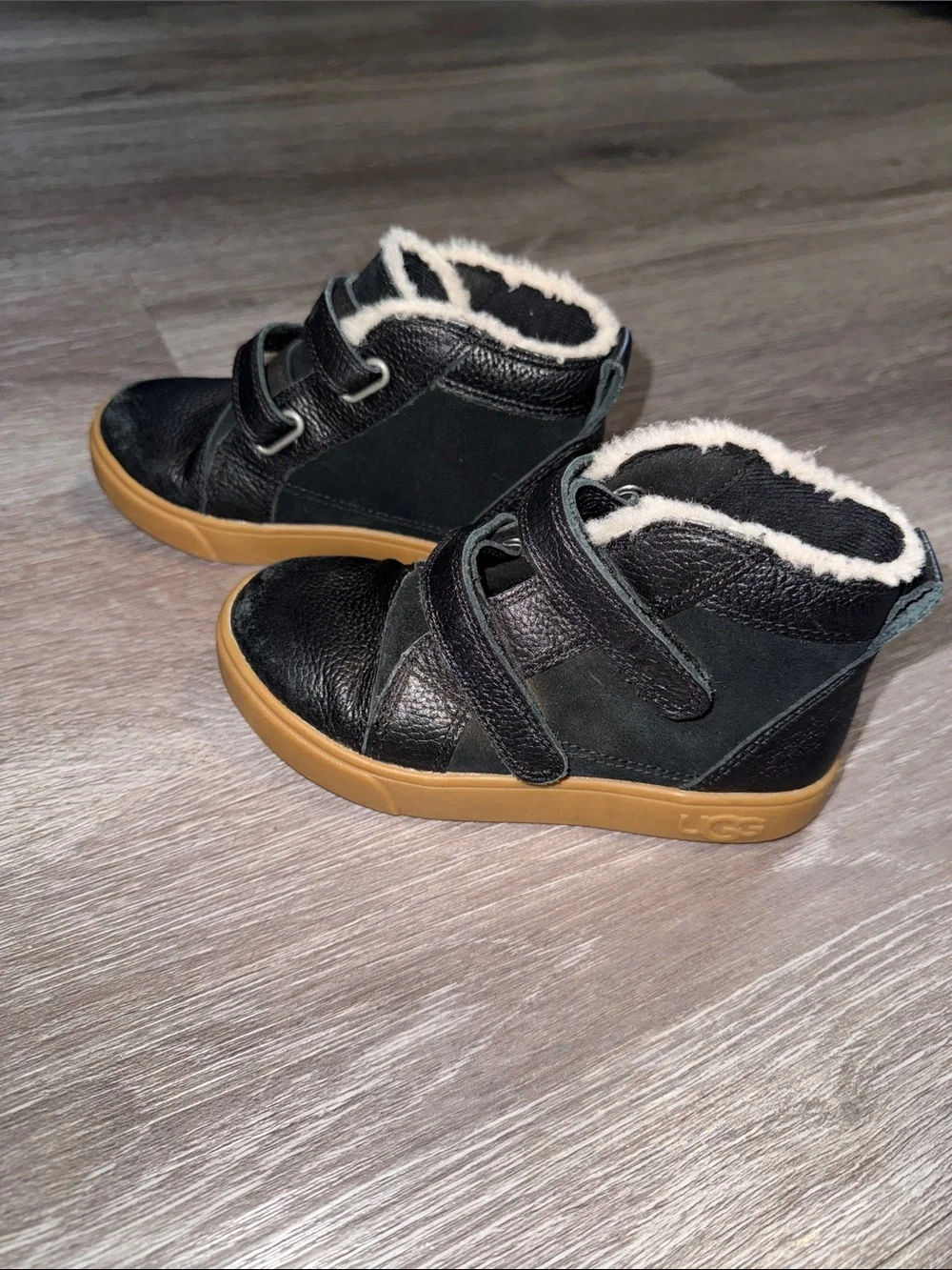UGG Kids Black Velcro Boots